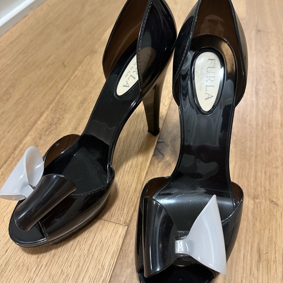 Furla Black High Heel with Bow Accent - Picture 3 of 4